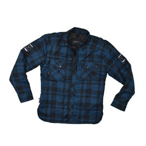 SHIMA Men's Air Force Motorbike Renegade Shirt Jacket Blue Plaid Size L